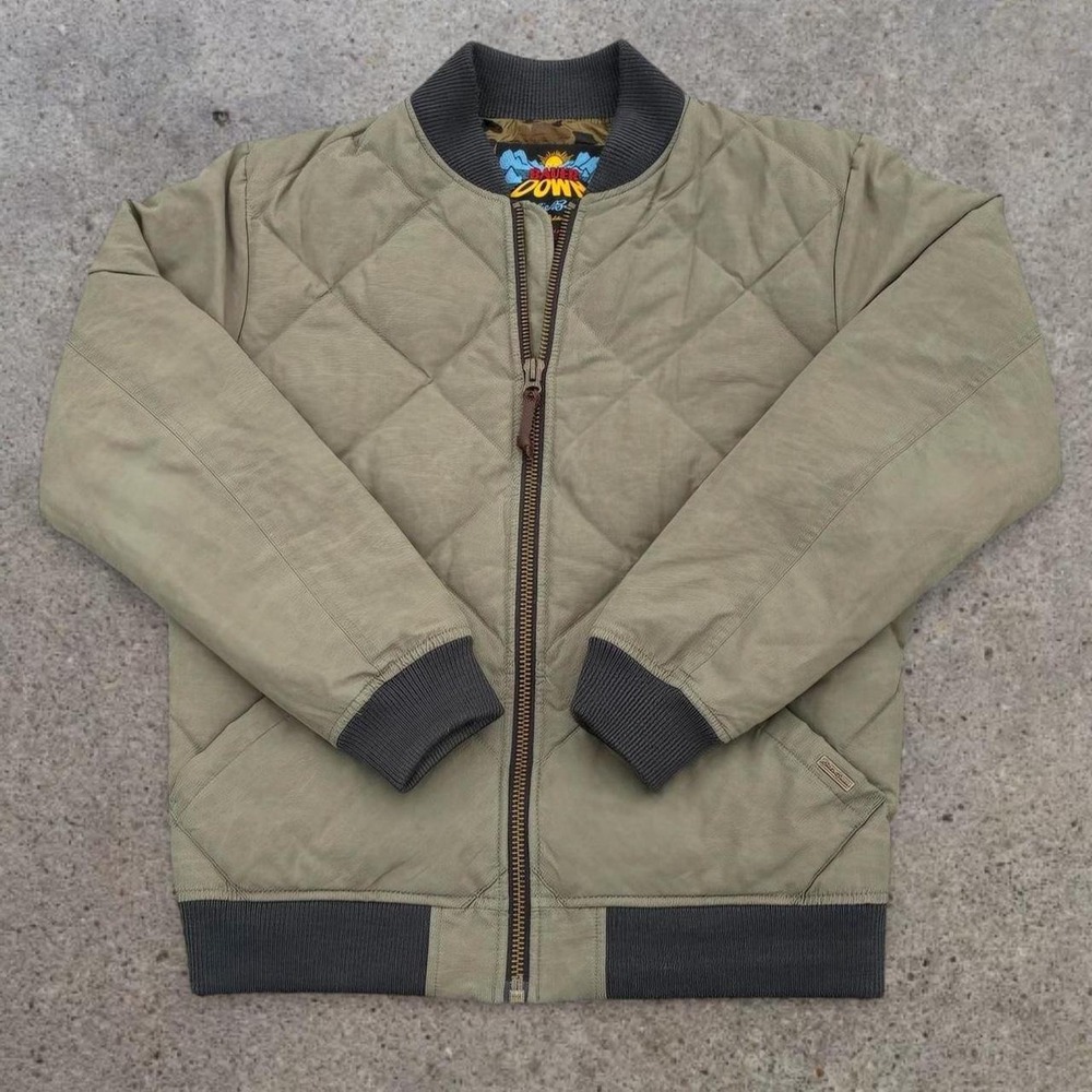 Eddie Bauer 1936 Skyliner Down Bomber Jacket Mens Size M Olive Camo Quilted